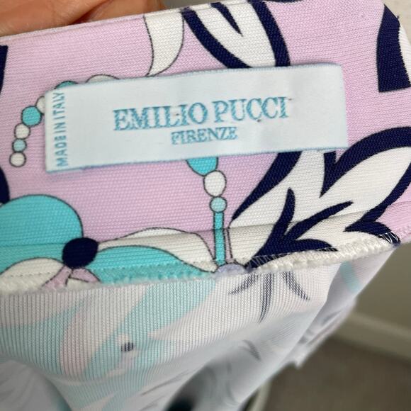 Emilio Pucci White Pink Purple Blue Floral V Neck Top 6 - Picture 7 of 10